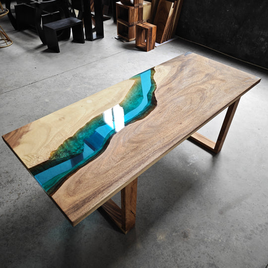 Epoxy Table, Live Edge Epoxy Table, Walnut Resin River Table, 24111206