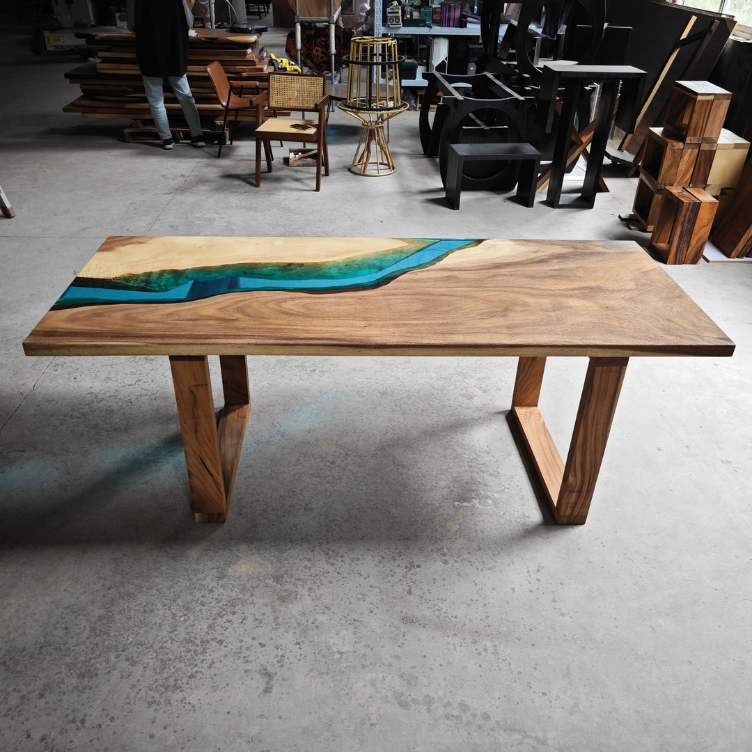 Epoxy Table, Live Edge Epoxy Table, Walnut Resin River Table, 24111206