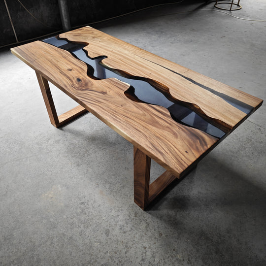 Epoxy Table, Live Edge Epoxy Table, Walnut Resin River Table, 24111207