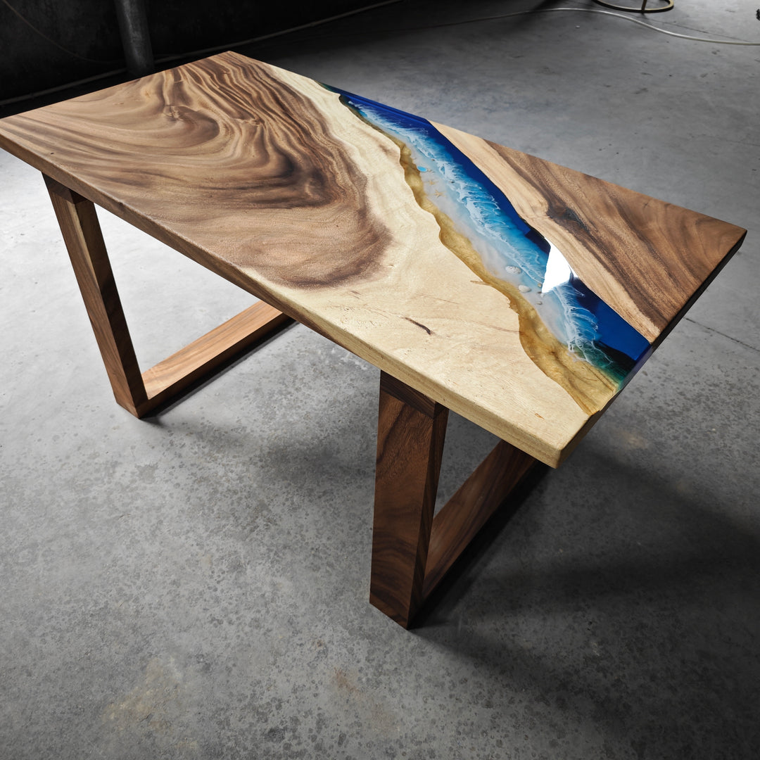 Epoxy Table, Live Edge Epoxy Table, Walnut Resin River Table, 241112010