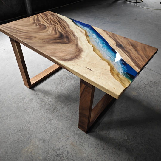 Epoxy Table, Live Edge Epoxy Table, Walnut Resin River Table, 241112010