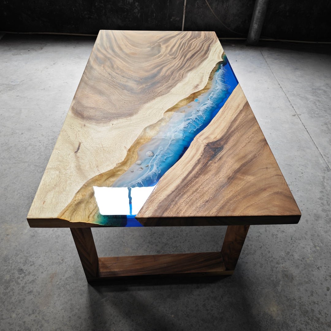 Epoxy Table, Live Edge Epoxy Table, Walnut Resin River Table, 241112010