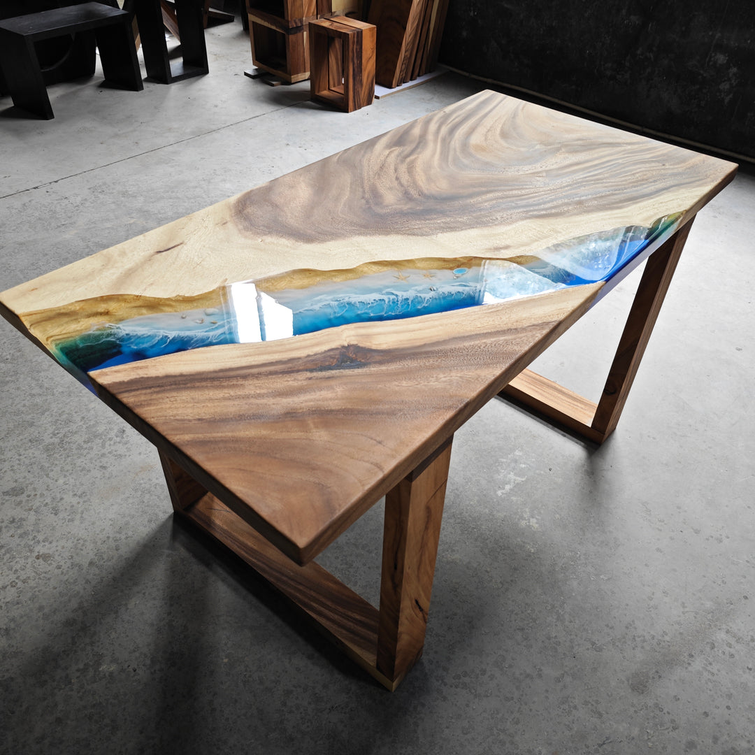 Epoxy Table, Live Edge Epoxy Table, Walnut Resin River Table, 241112010