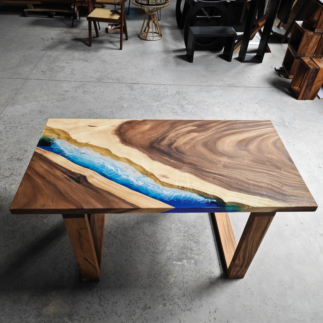 Epoxy Table, Live Edge Epoxy Table, Walnut Resin River Table, 241112010