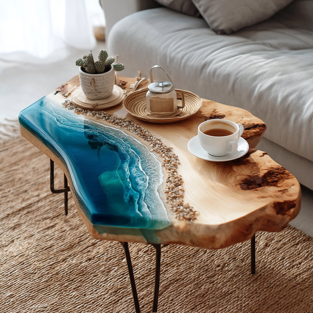Epoxy Table, Live Edge Epoxy Table,  Resin River Table, 250511111
