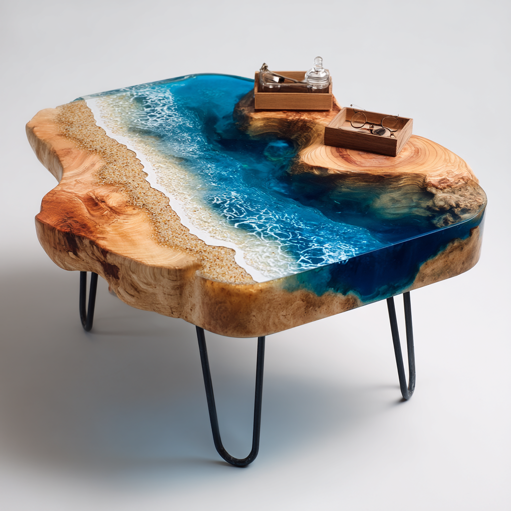 Epoxy Table, Live Edge Epoxy Table,  Resin River Table, 250511111