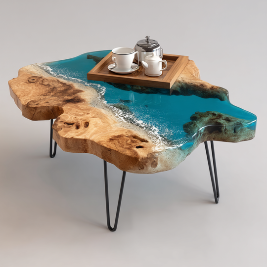 Epoxy Table, Live Edge Epoxy Table,  Resin River Table, 250511112
