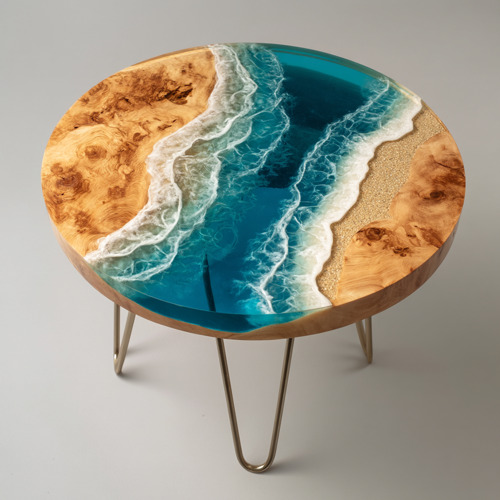 Epoxy Table, Live Edge Epoxy Table,  Resin River Table, 250511100