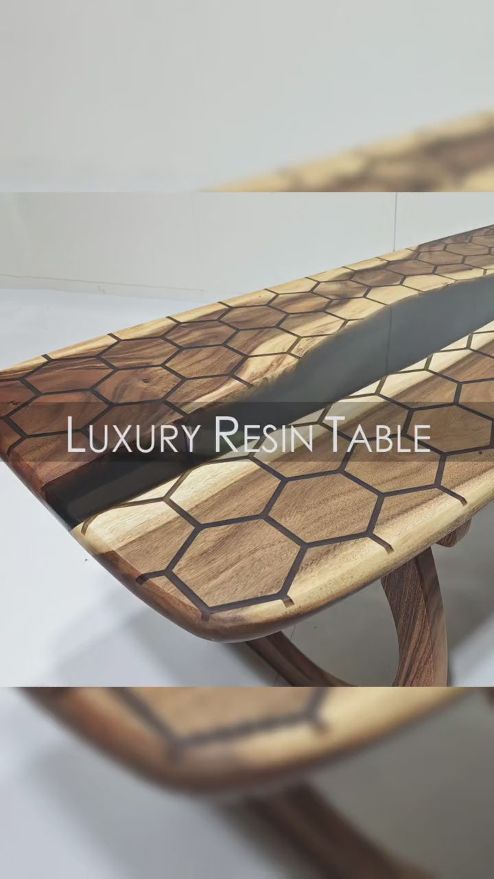 Epoxy Table, Live Edge Epoxy Table, Walnut Resin River Table, 2304120_14080