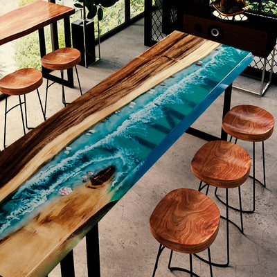 Bar Table, High Bar Table, Epoxy Resin Ocean Table, Entryway Table, Resin Waves Art, Long Buffet Bar, Coffee Office Meeting Pub High Top